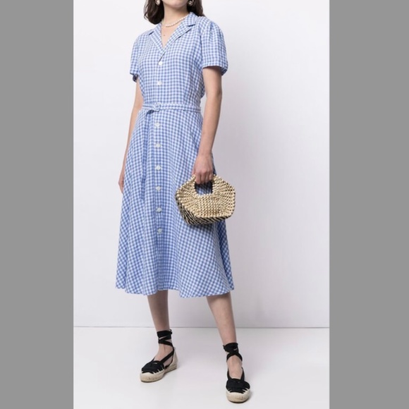 ralph lauren gingham linen shirtdress